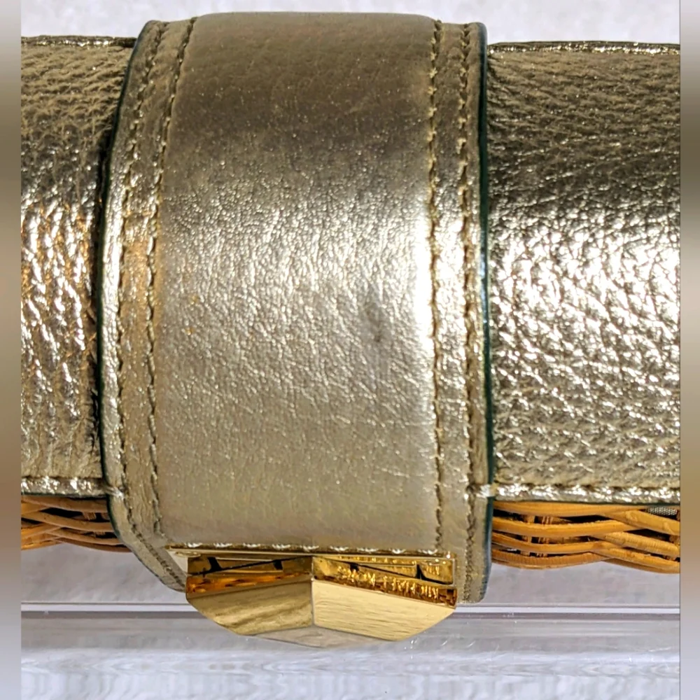 Women's MICHAEL Michael‎ Kors unique wicker and gold leather clutch